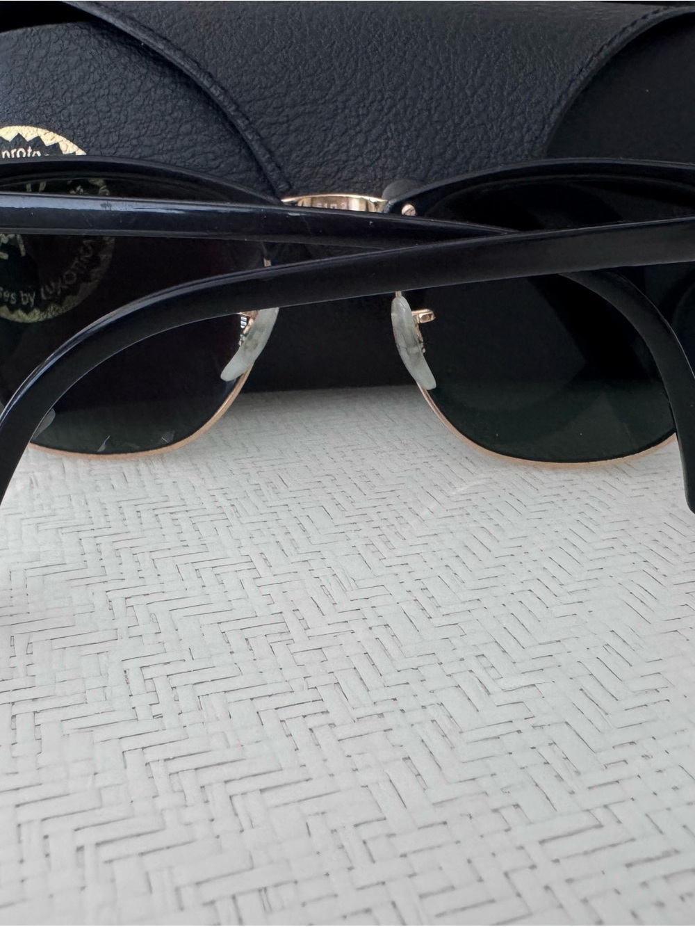 Ray-Ban Clubmaster Black Frame Sunglasses with Gold Hinges - Picture 6 of 6